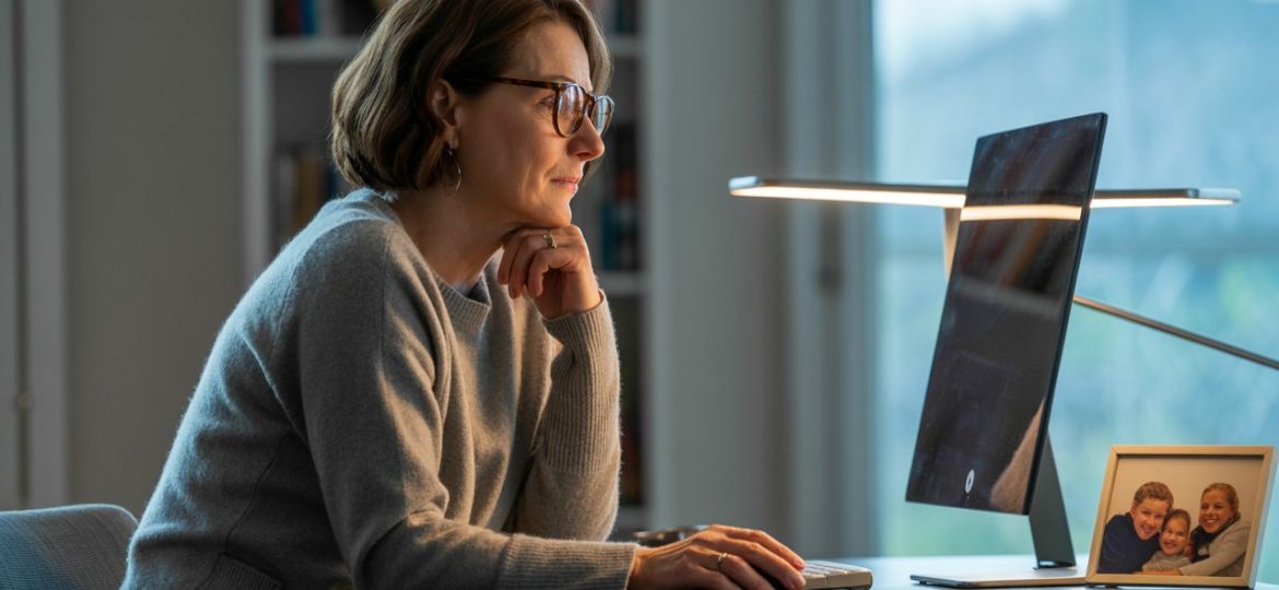 une senior devant un ordinateur