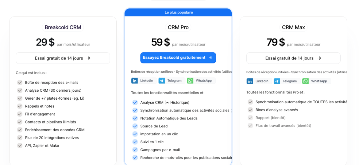tarifs breakcold app